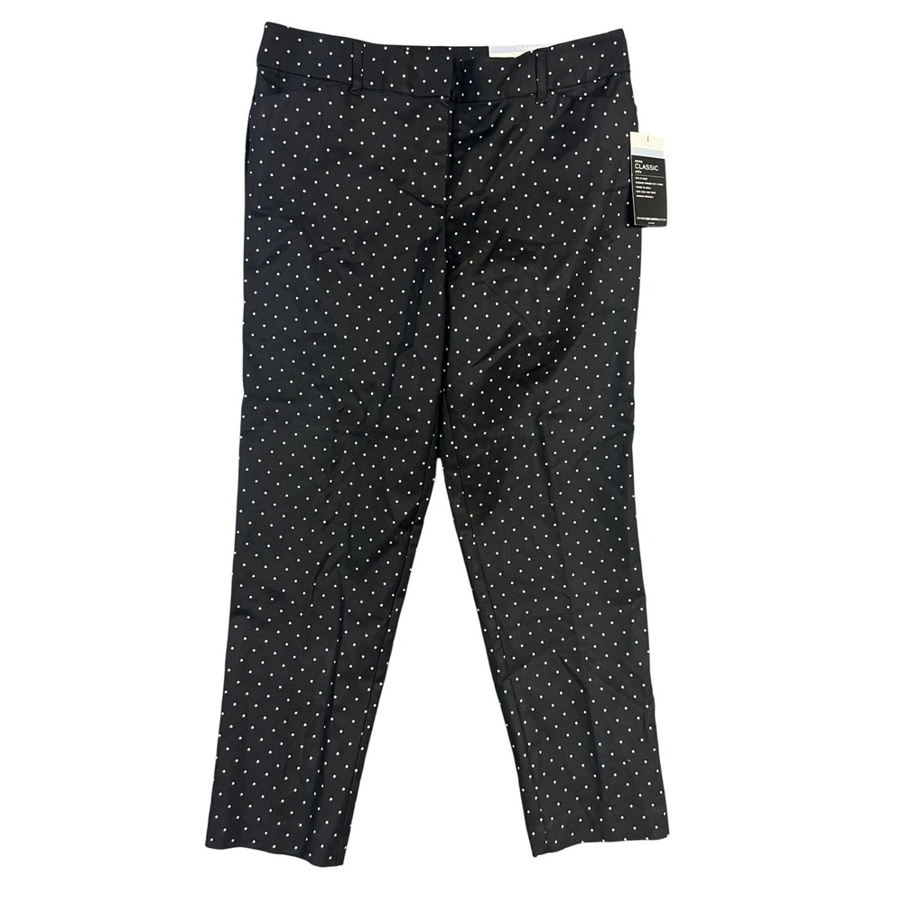 Liz Claiborne Emma Classic Ankle Pants Size 10 Black White Polka Dot Career New